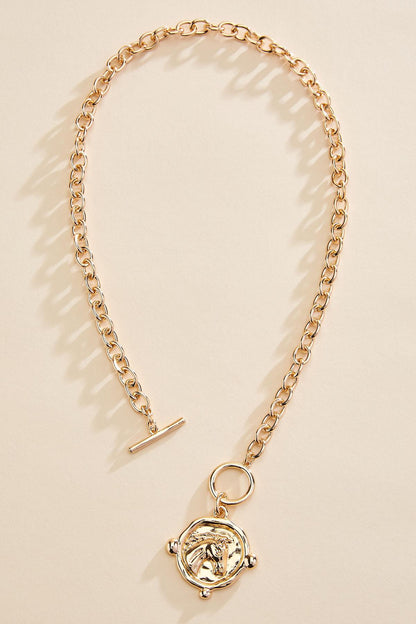 Versona gold horse pendant toggle necklace GOLD