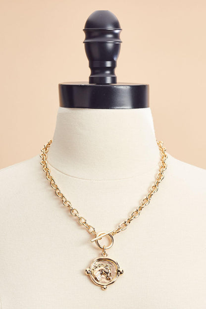 Versona gold horse pendant toggle necklace GOLD