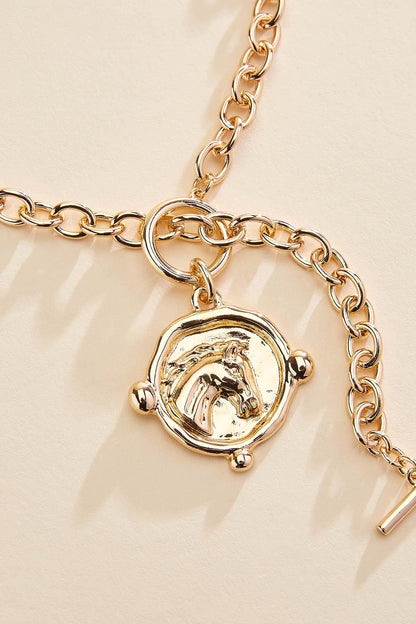 Versona gold horse pendant toggle necklace GOLD