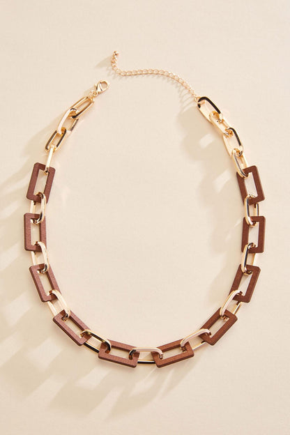 Versona gold wood chain link necklace GLAZED_GINGER