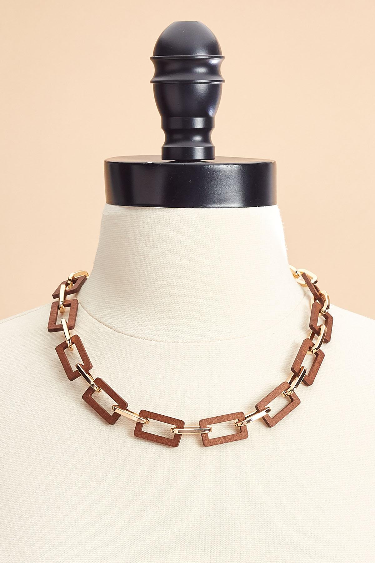 Versona gold wood chain link necklace GLAZED_GINGER