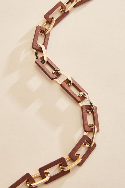 Versona gold wood chain link necklace GLAZED_GINGER