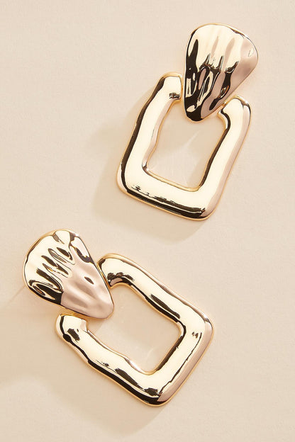 Versona hammered gold square statement earrings GOLD