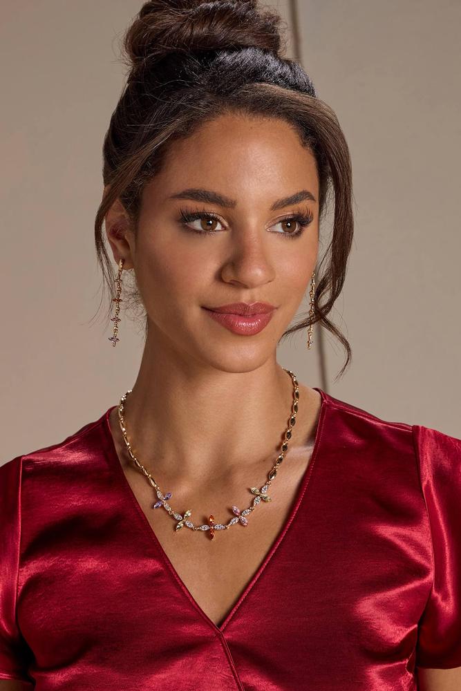 Versona multicolor floral bib necklace MULTI_SPRING