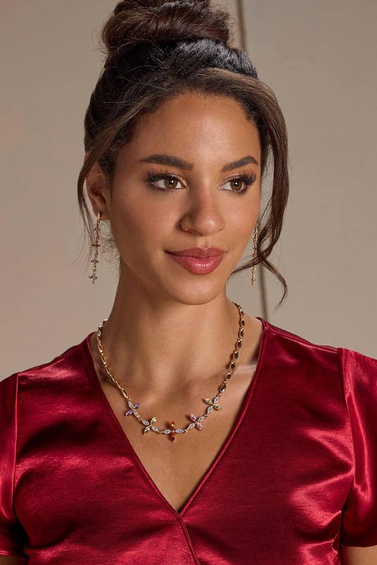 Versona multicolor floral bib necklace MULTI_SPRING