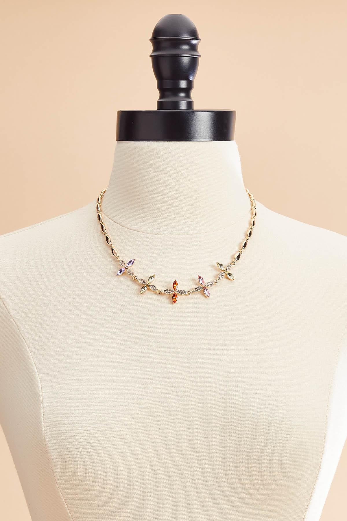 Versona multicolor floral bib necklace MULTI_SPRING