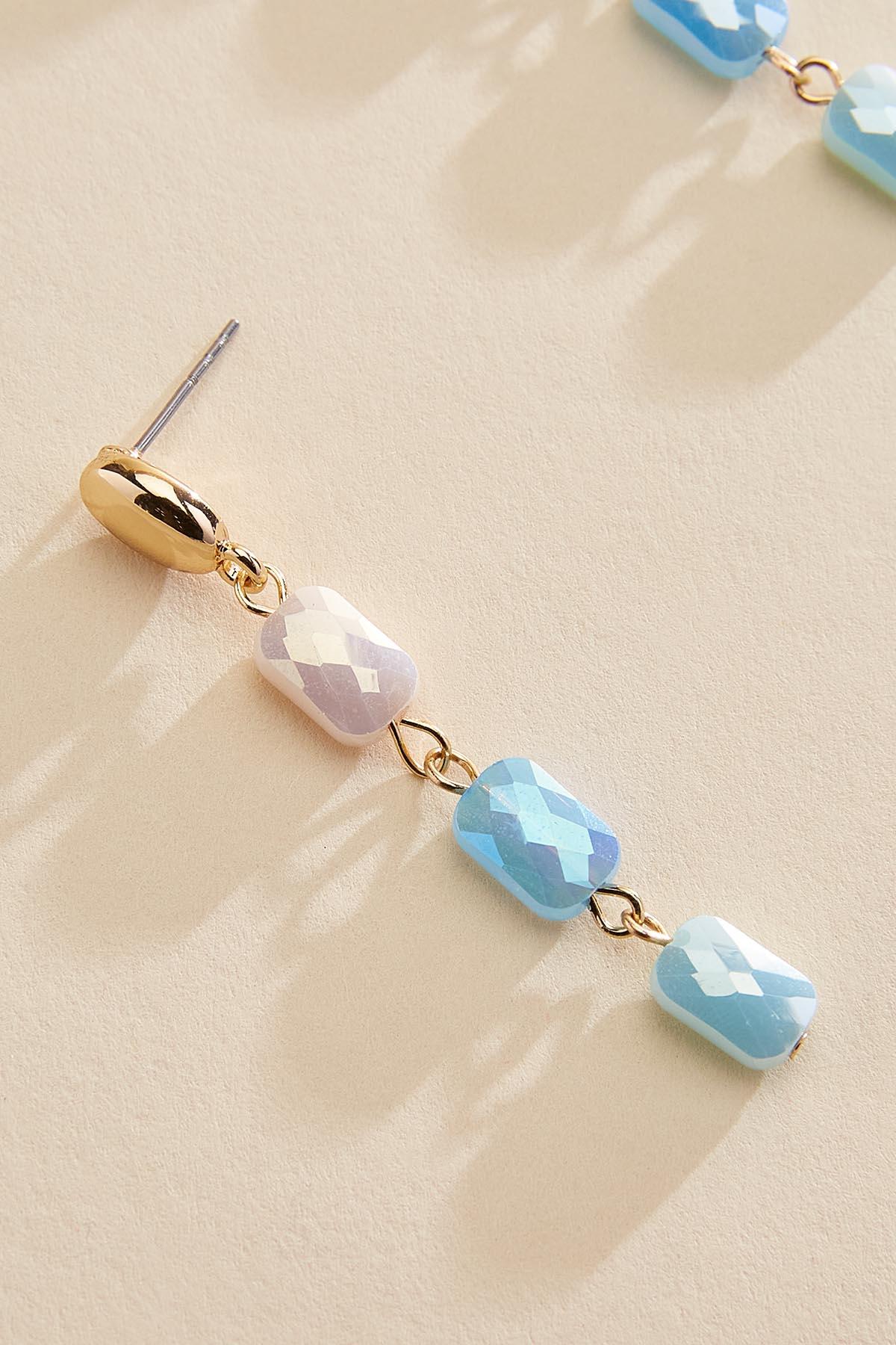 Versona tri color rectangle bead linear earrings MYKONOS_BLUE
