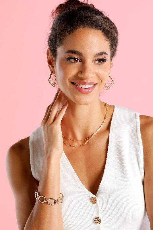 Versona hammered gold triangle hoop earrings GOLD