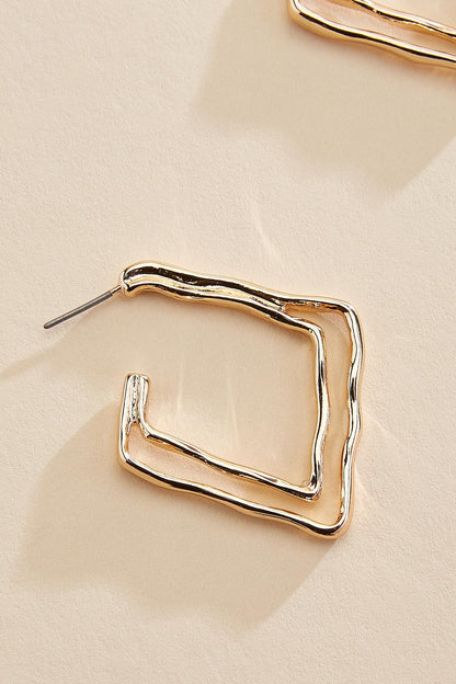 Versona hammered gold triangle hoop earrings GOLD