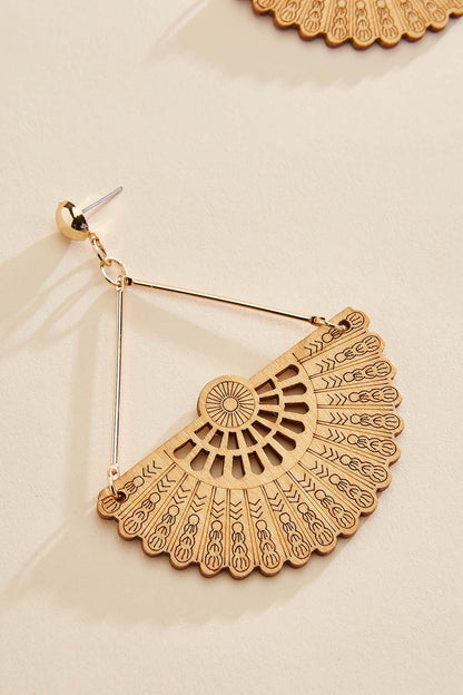 Versona wood fan dangly earrings CANDIED_GINGER
