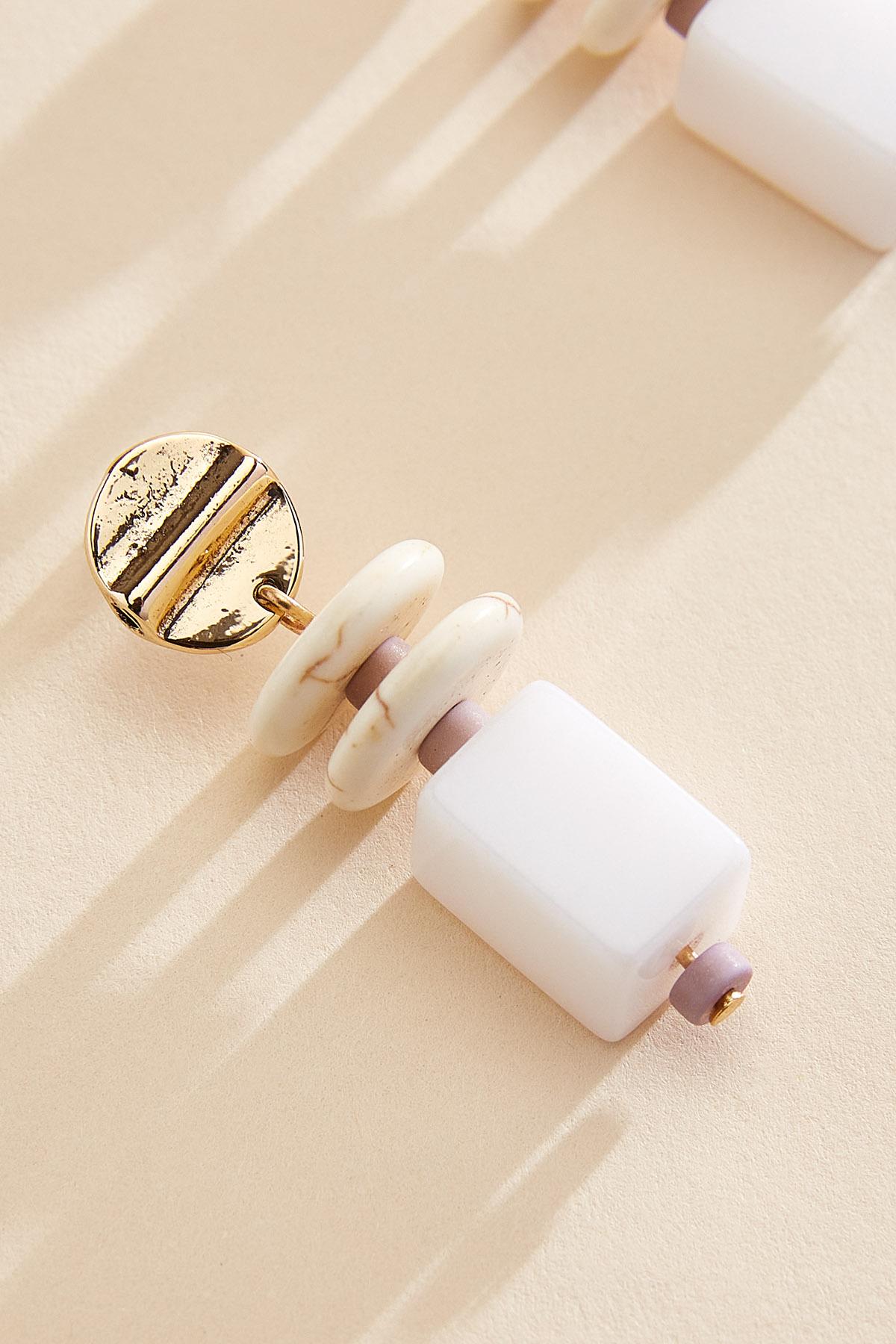 Versona semi- precious beaded cylinder earrings WHITE_ALYSSUM