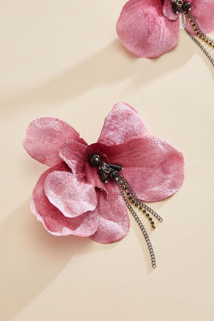 Versona ombre floral beaded fringe earrings HIGH_RISK_RED
