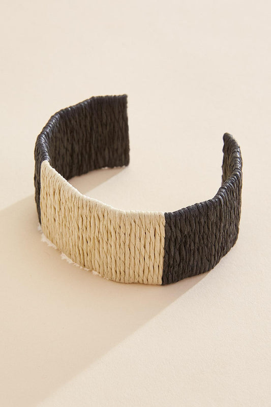 Versona black neutral raffia cuff bracelet IDEAL_BLACK