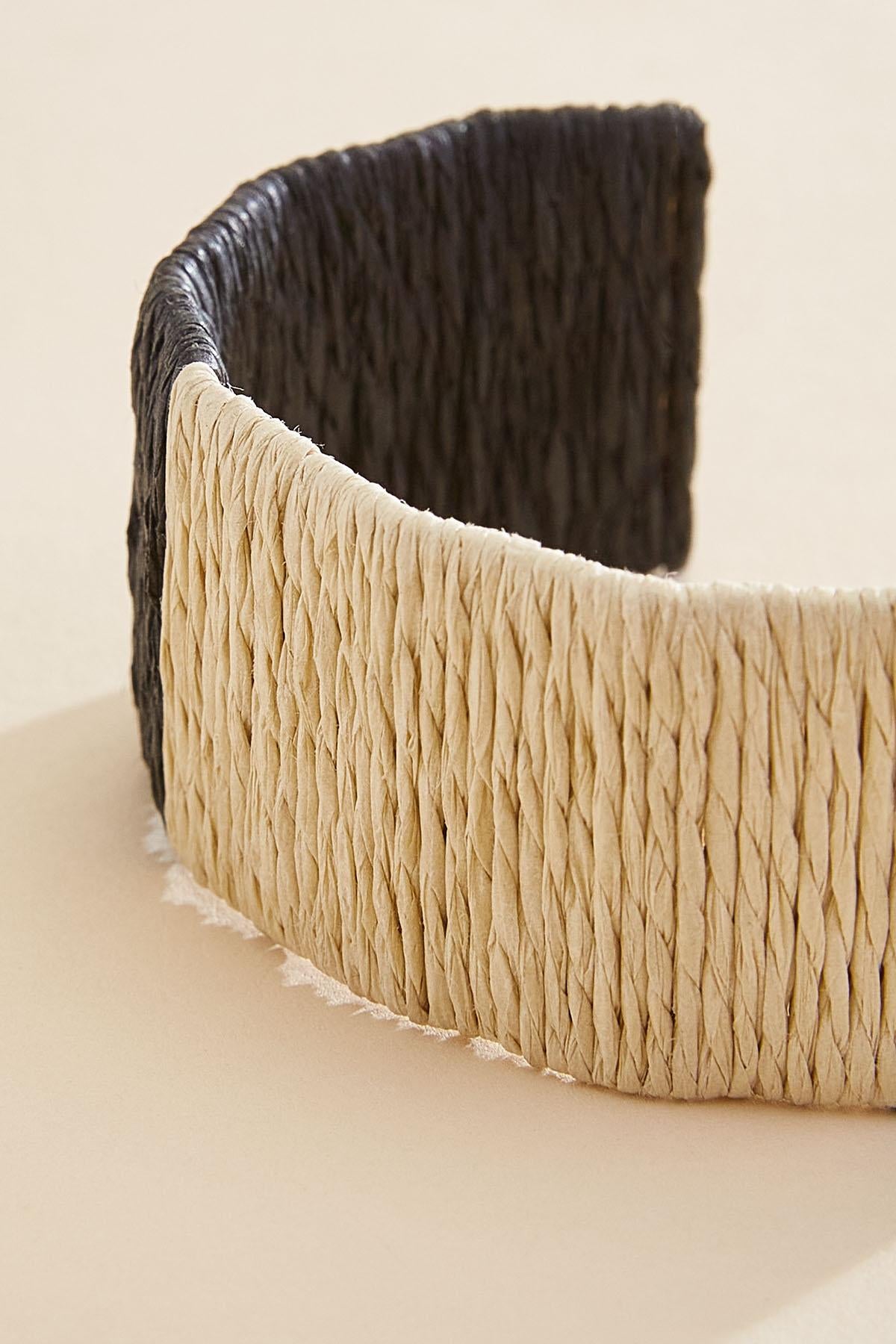 Versona black neutral raffia cuff bracelet IDEAL_BLACK