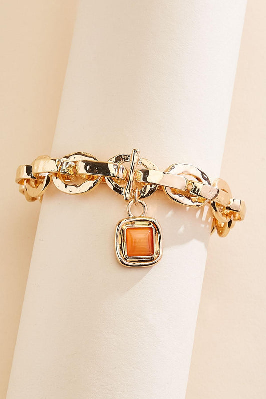 Versona lucite charm gold stretch chain bracelet ZINNIA_ORANGE