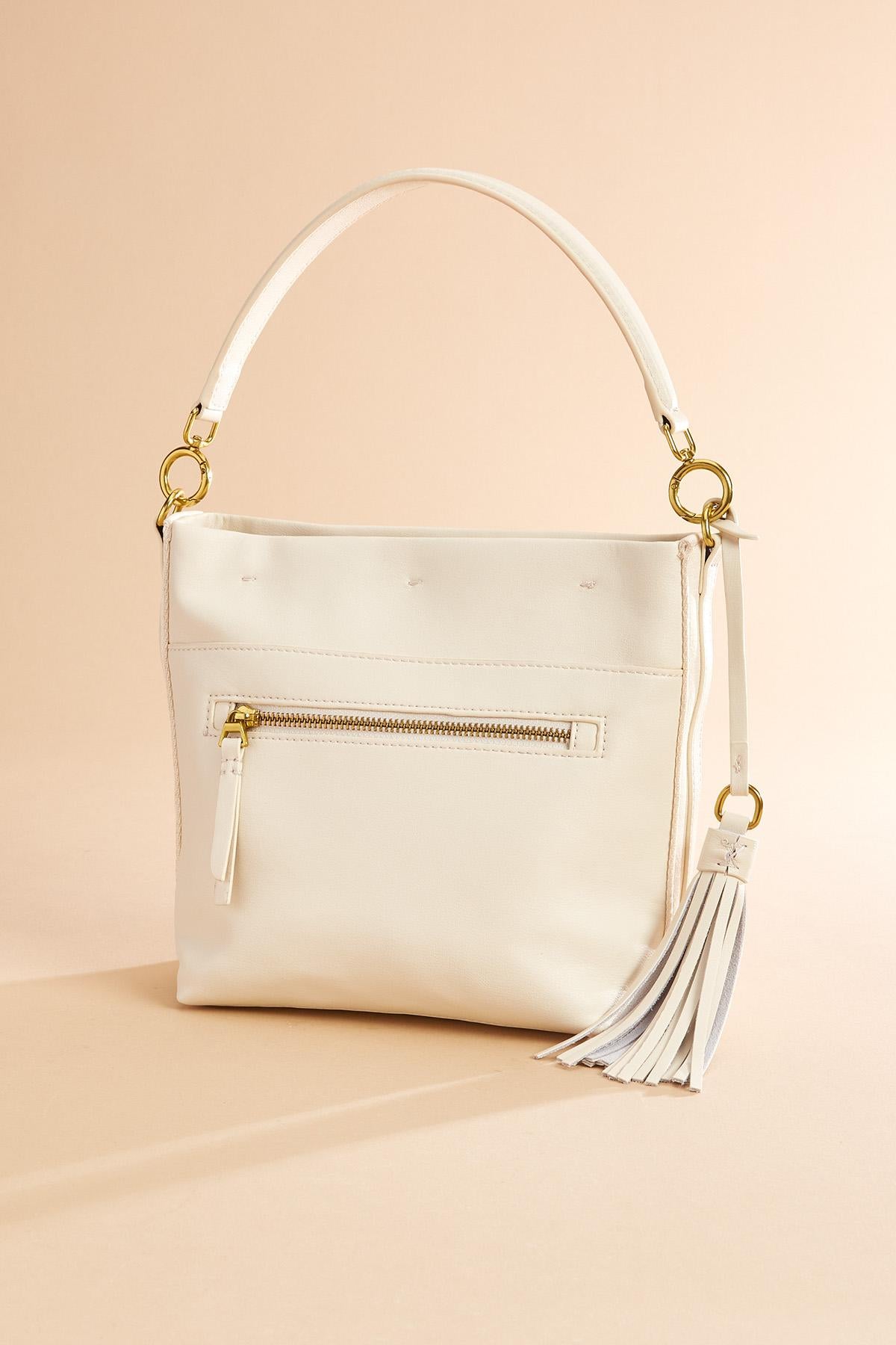 Versona genuine white leather satchel WHITE
