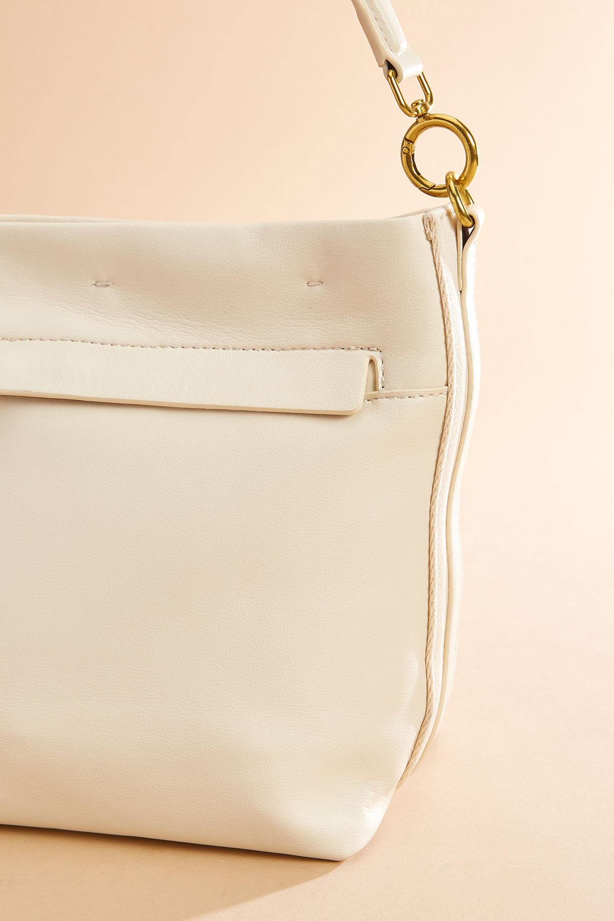Versona genuine white leather satchel WHITE