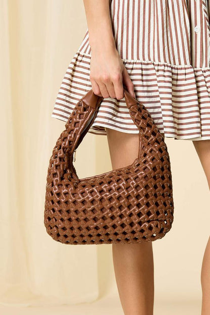 Versona perforated faux leather hobo bag MOCHA_MOUSSE
