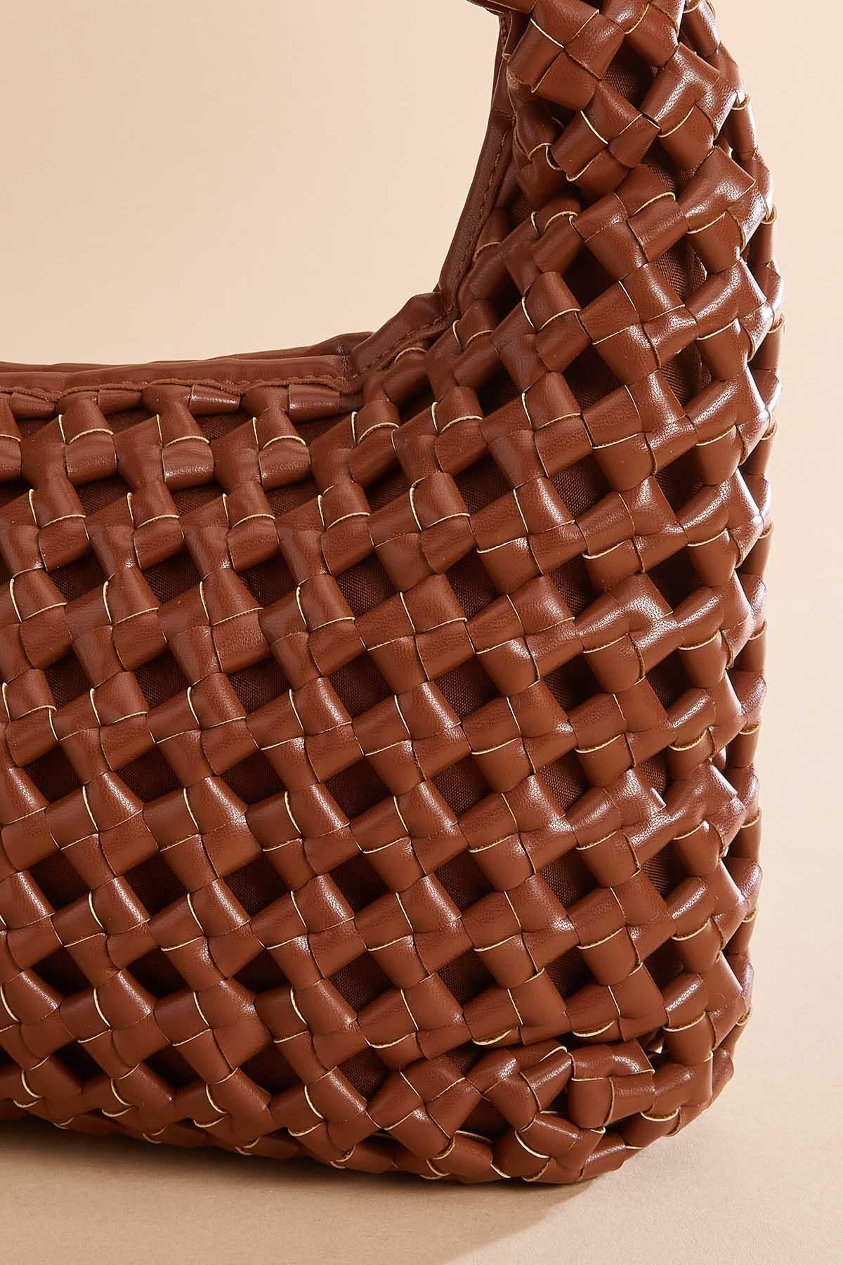 Versona perforated faux leather hobo bag MOCHA_MOUSSE