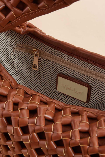 Versona perforated faux leather hobo bag MOCHA_MOUSSE
