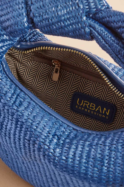 Versona blue canvas knotted crescent bag NAVY