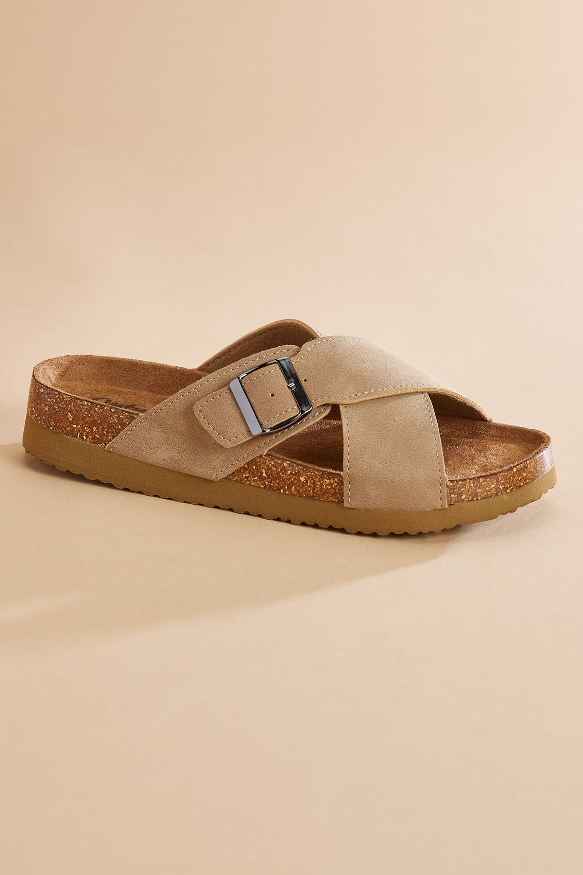 Versona crossover band platform footbed sandals BROWN