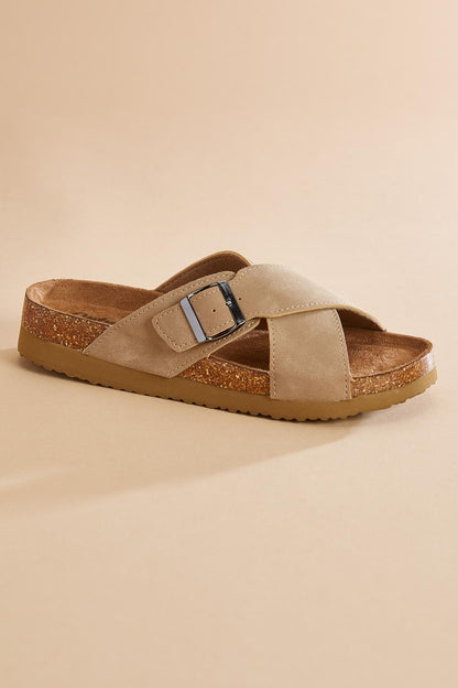 Versona crossover band platform footbed sandals BROWN