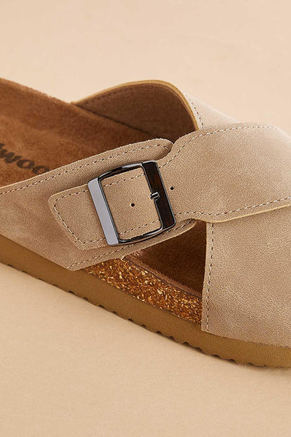 Versona crossover band platform footbed sandals BROWN