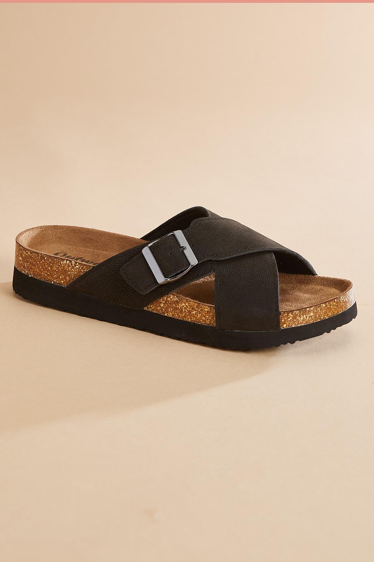 Versona crossover band platform footbed sandals BROWN