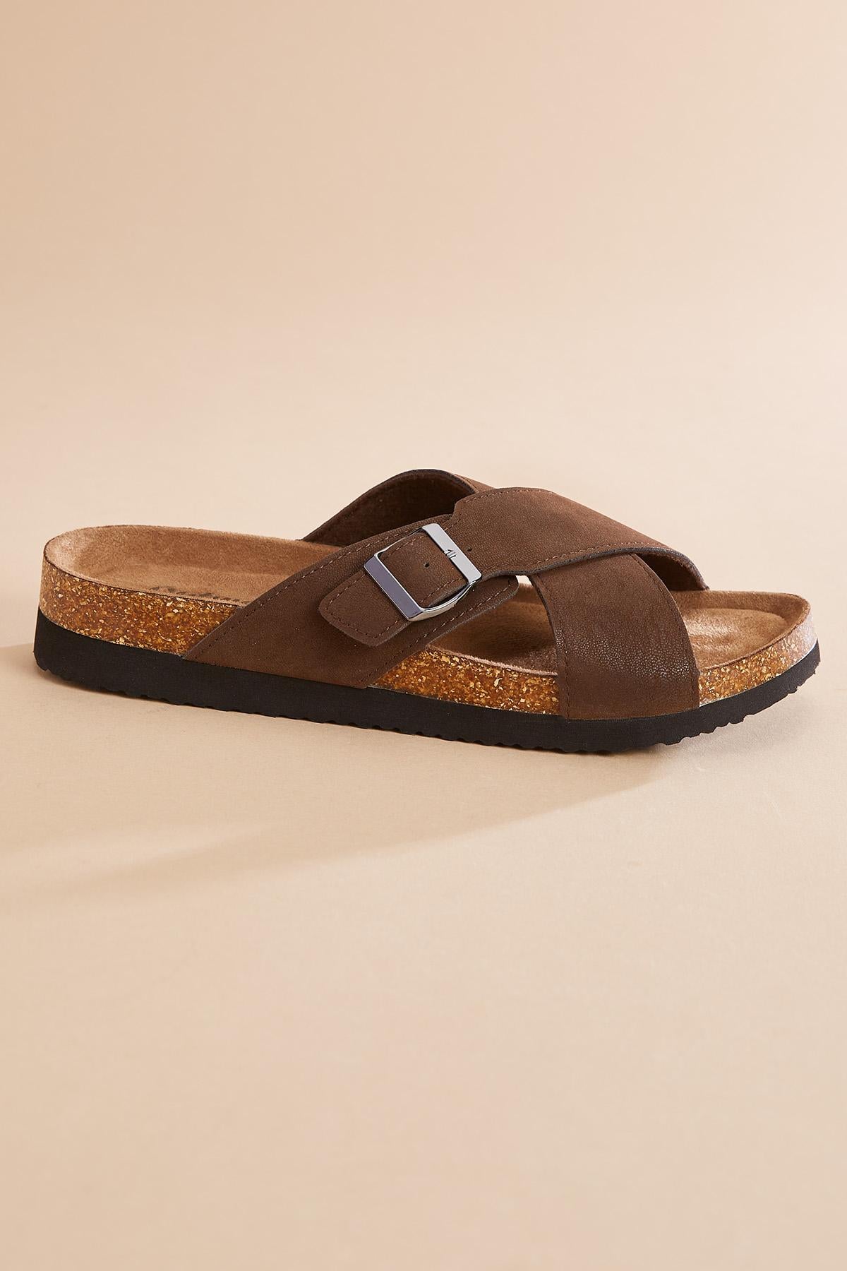 Versona crossover band platform footbed sandals BROWN