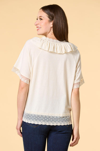 Versona flounce check top CREAM