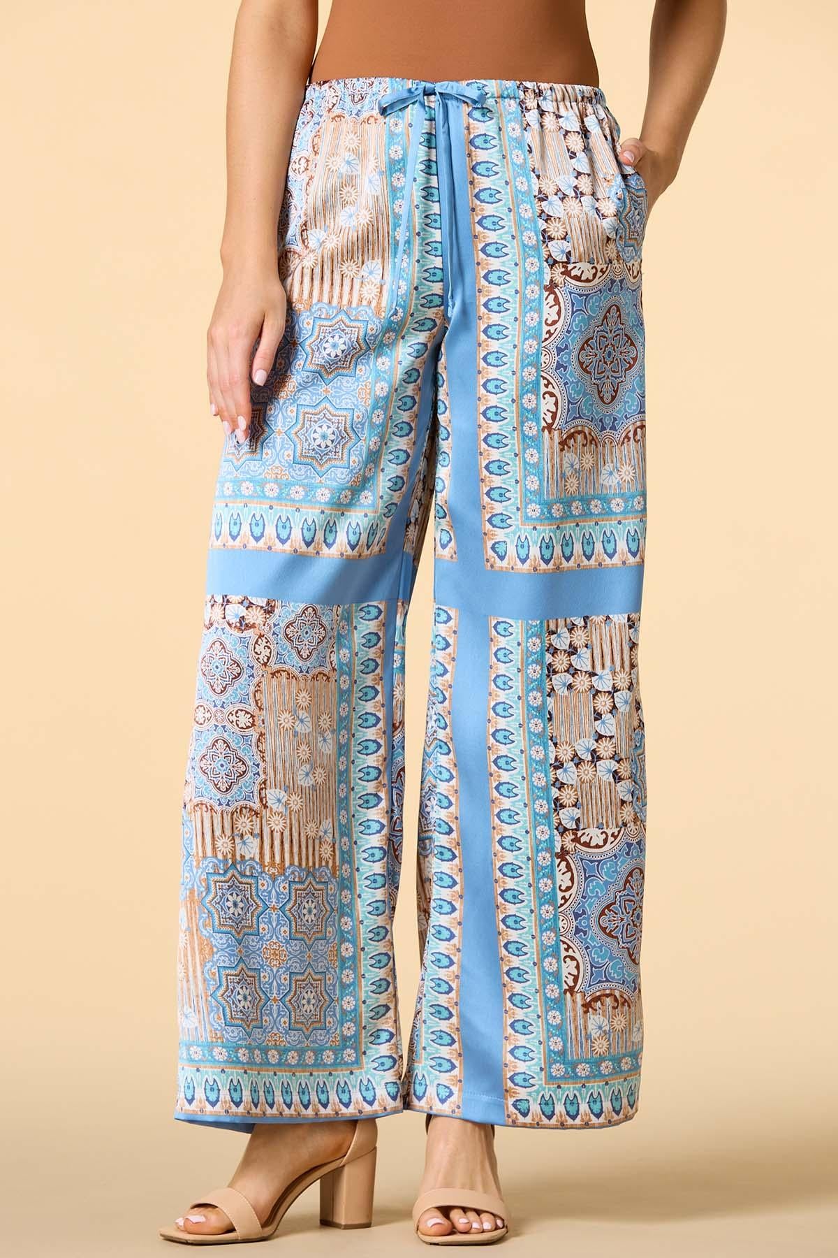 Versona edge of the ocean satin pants BLUE_MULTI