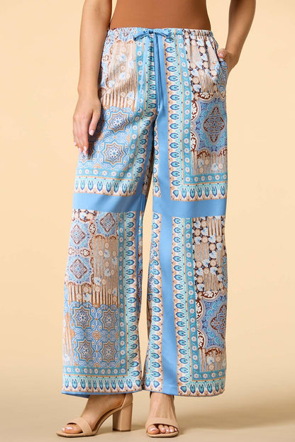 Versona edge of the ocean satin pants BLUE_MULTI
