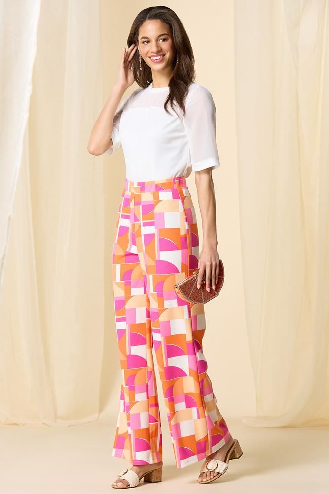 Versona sunset boulevard printed pants ORANGE_MULTI