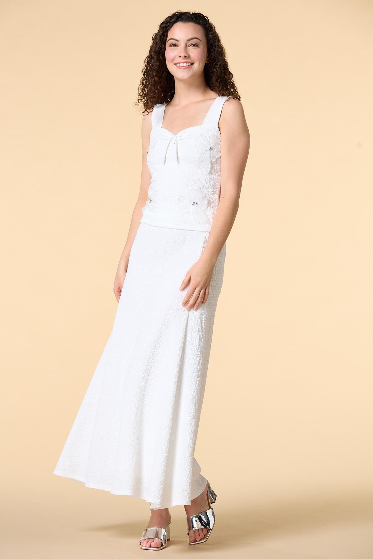 Versona white sands maxi skirt WHITE