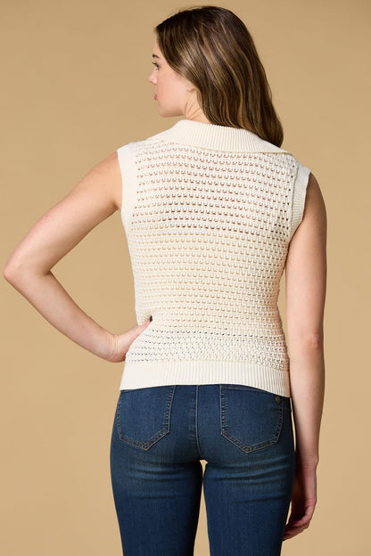 Versona pearl crush quarter zip vest CREAM