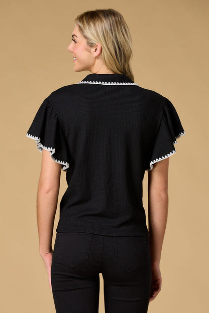Versona all a flutter top BLACK