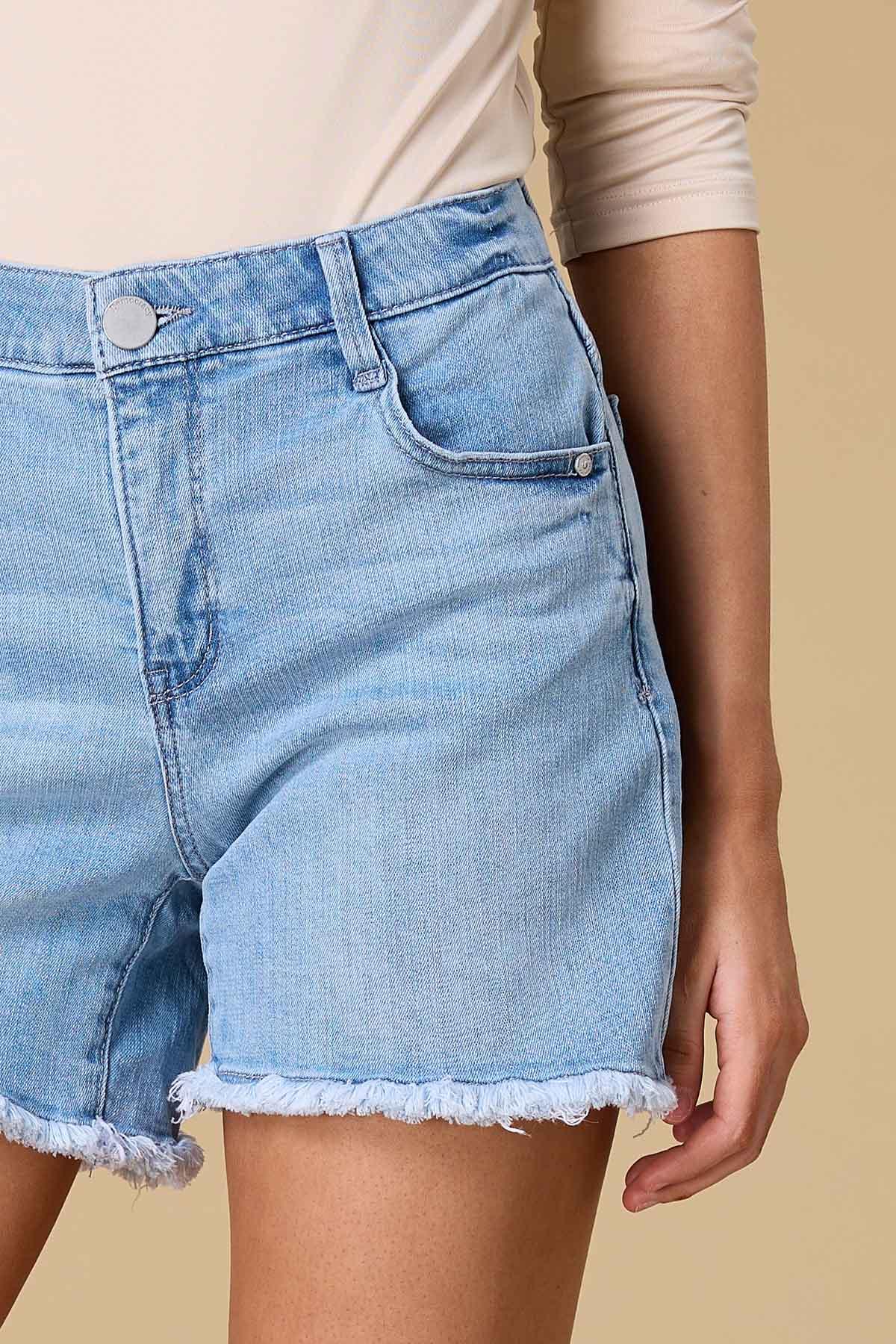 Versona come out to fray denim shorts LIGHT_WASH_DENIM