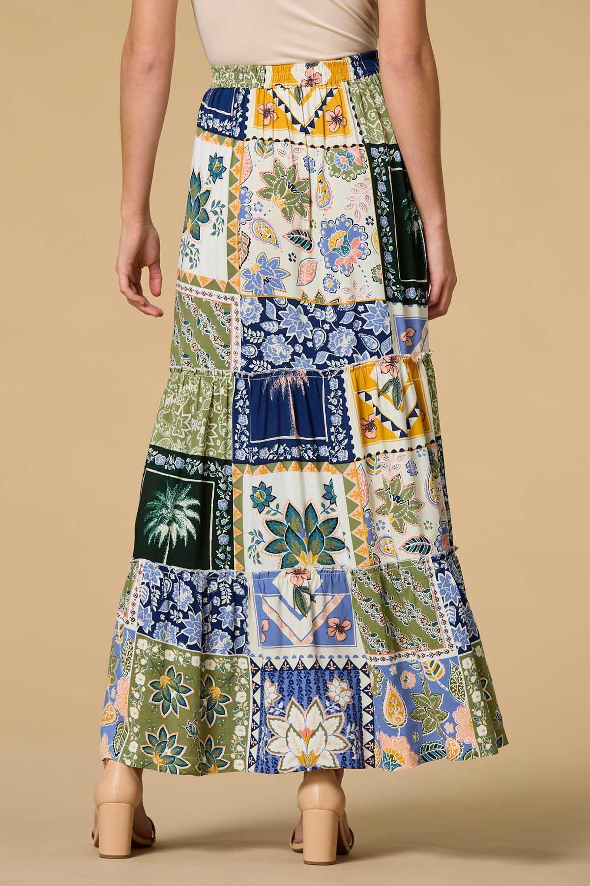 Versona gone coastal maxi skirt GREEN_MULTI