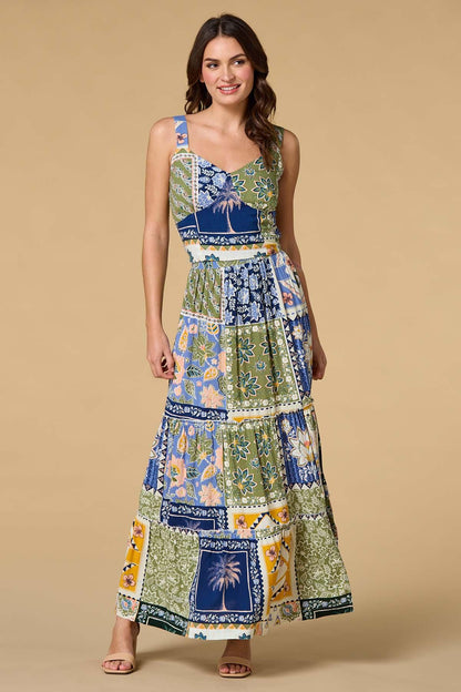 Versona gone coastal maxi skirt GREEN_MULTI