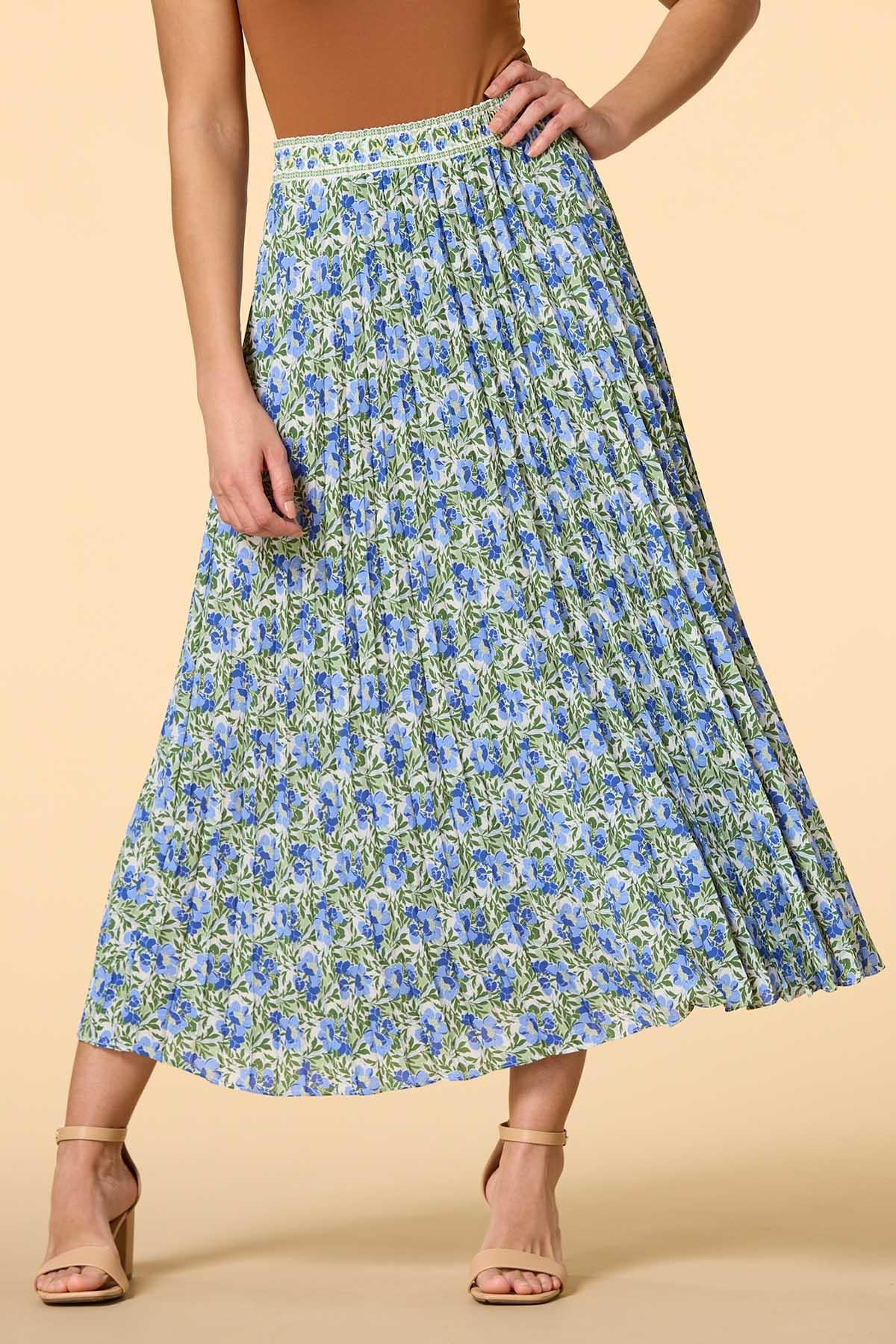 Versona pansy party maxi skirt BLUE_MULTI