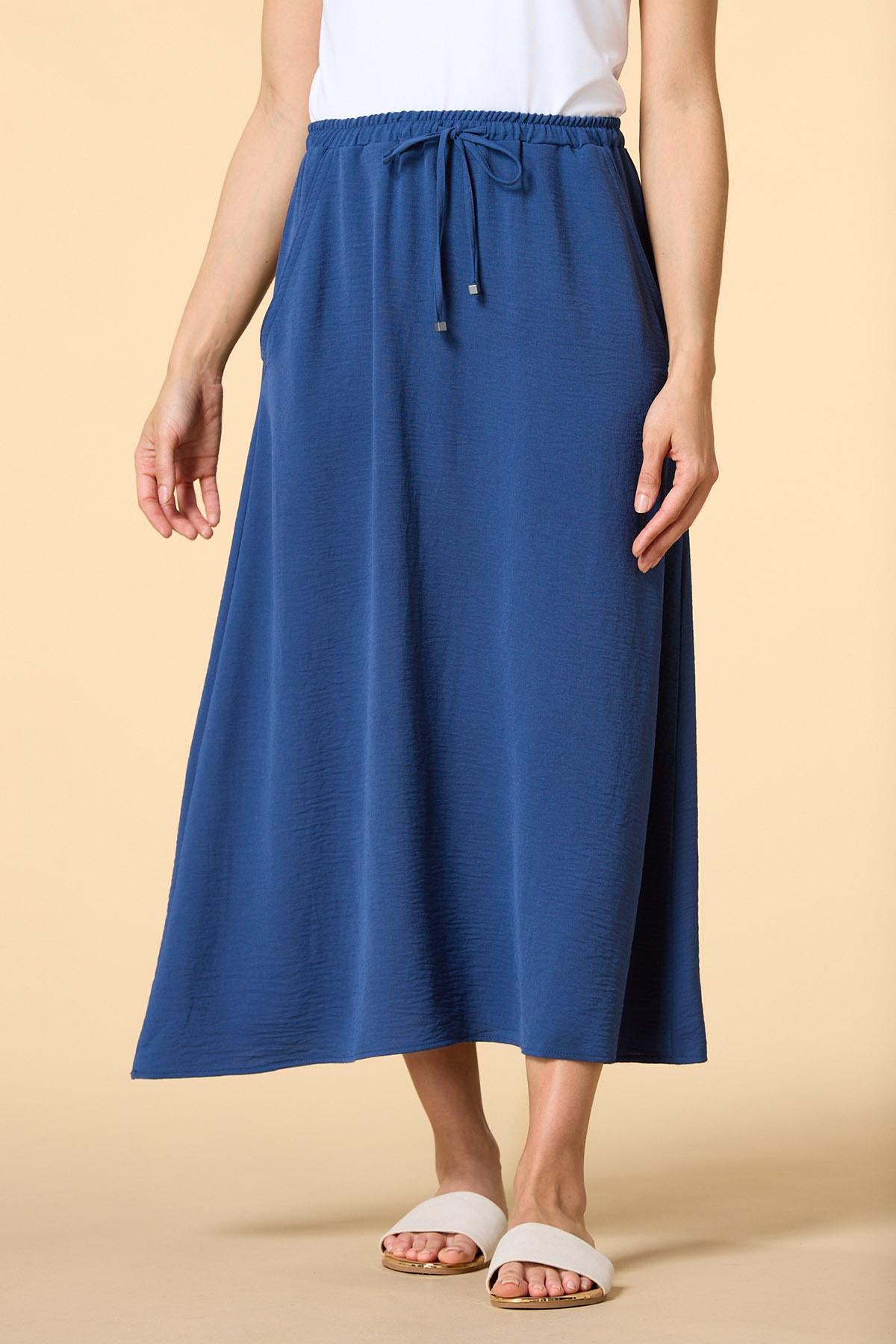 Versona ocean waves midi skirt NAVY