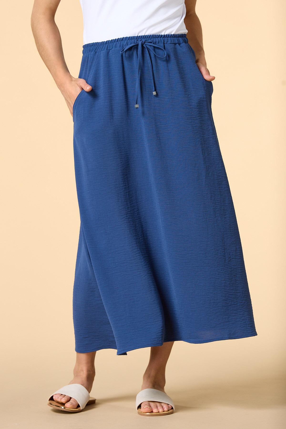 Versona ocean waves midi skirt NAVY
