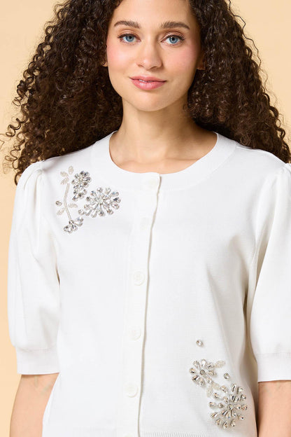Versona still bejeweled cardigan WHITE