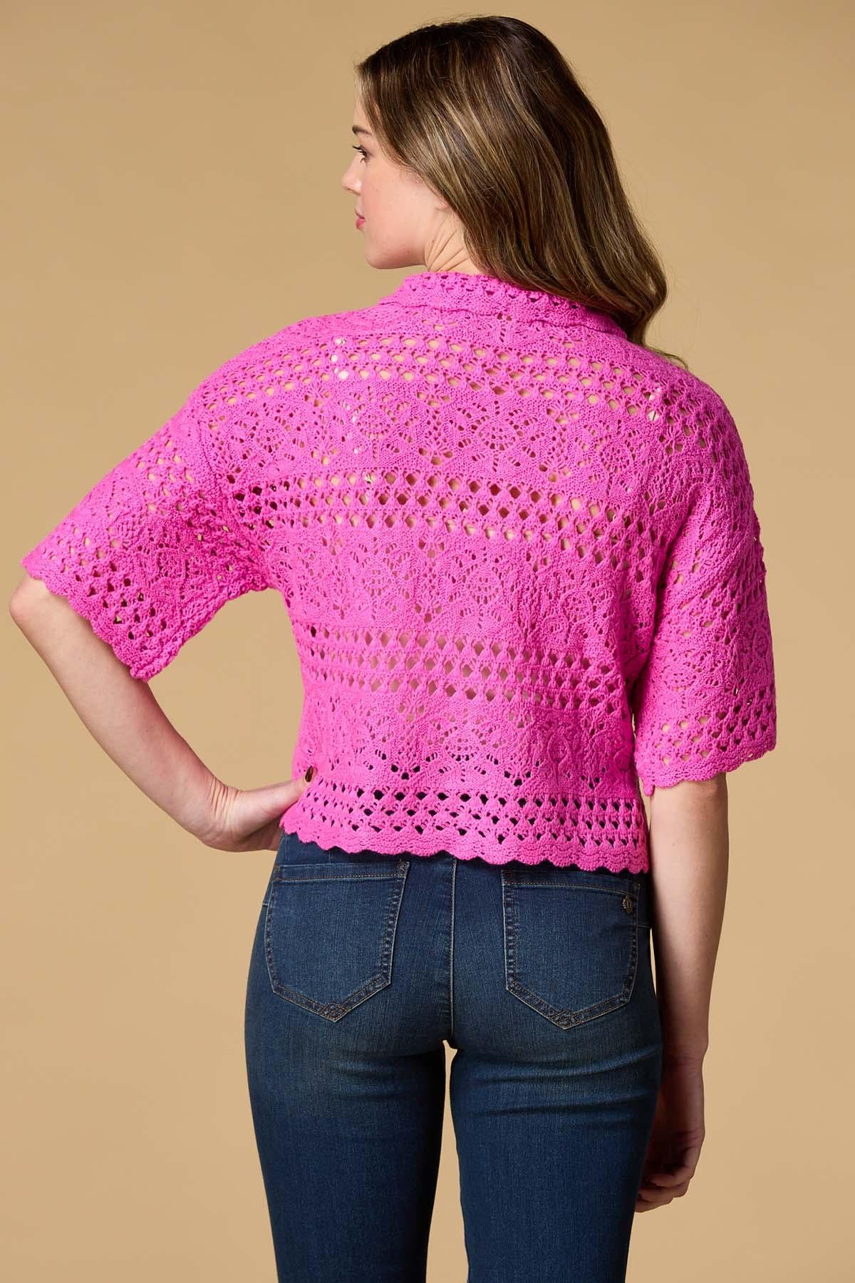 Versona that`s hot crochet cardigan PINK