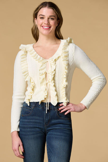 Versona frill seeker cardigan IVORY