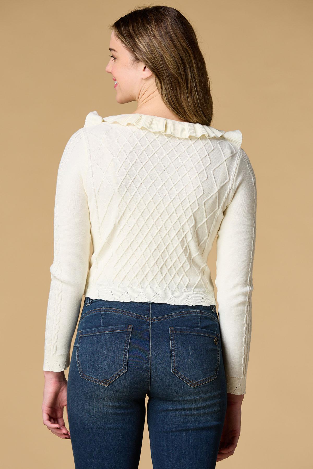 Versona frill seeker cardigan IVORY