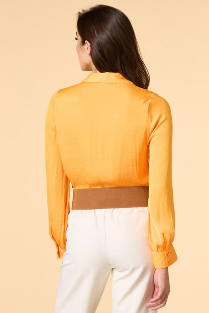 Versona sunrise to sunset crushed satin shirt ORANGE
