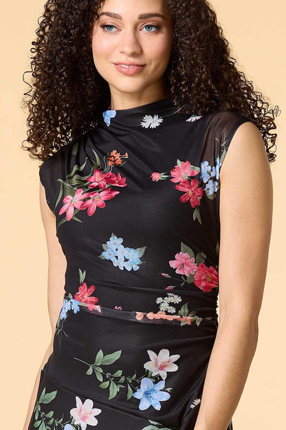 Versona night swim mesh maxi dress BLACK_PRINT
