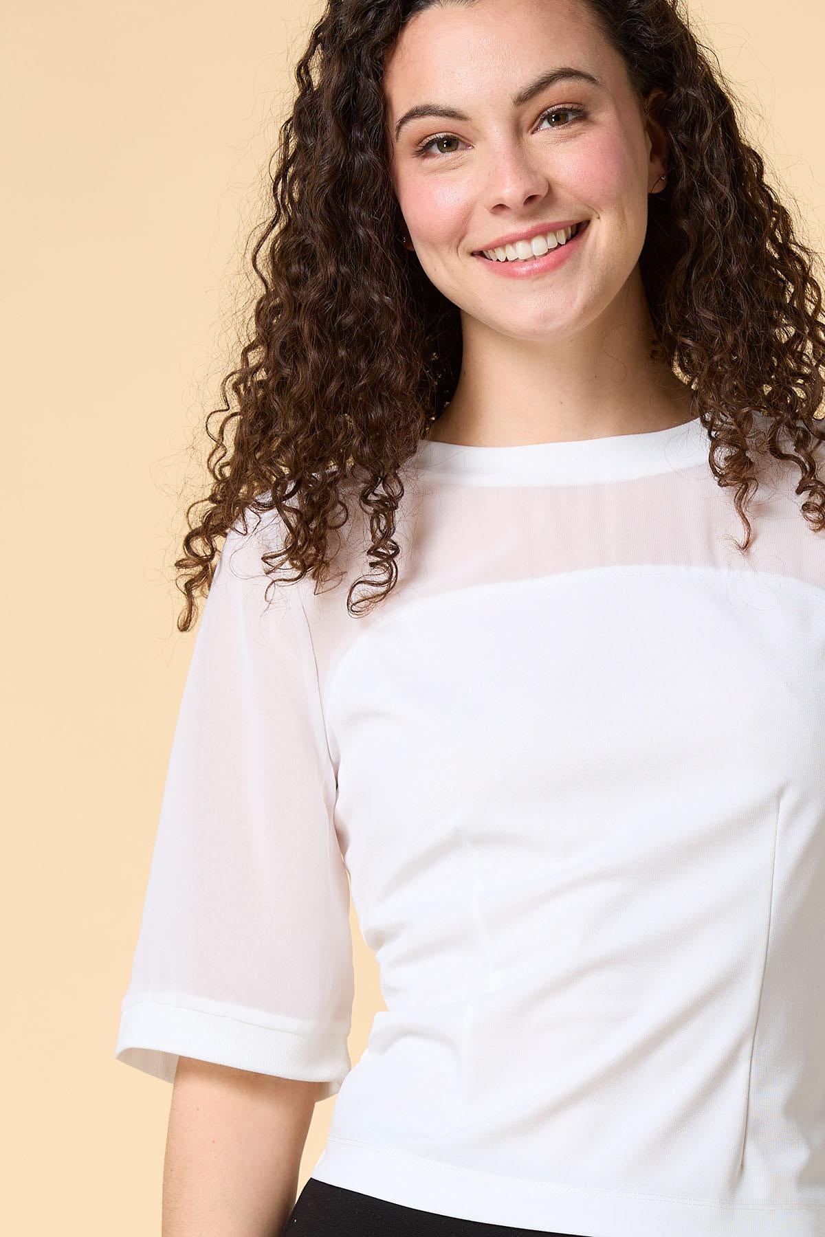 Versona sheer and dear top WHITE